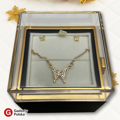 Zestaw prezentowy - Wieczna róża + biżuteria "MOTYLEK"