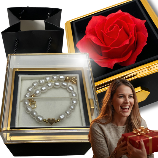 Zestaw prezentowy - Wieczna róża + bransoletka SERCE